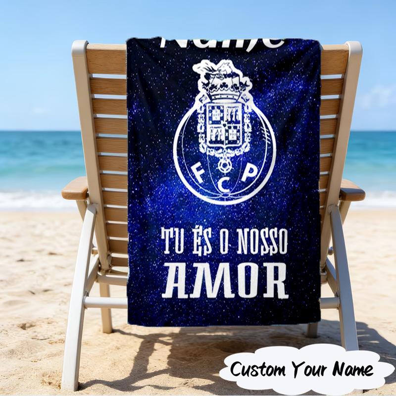 1PC Custom Name Beach Towel Porto Love Crest Beach Towel, Suitable for Camping, Travel, Beach Accessories, Super Absorbent, Family Gift