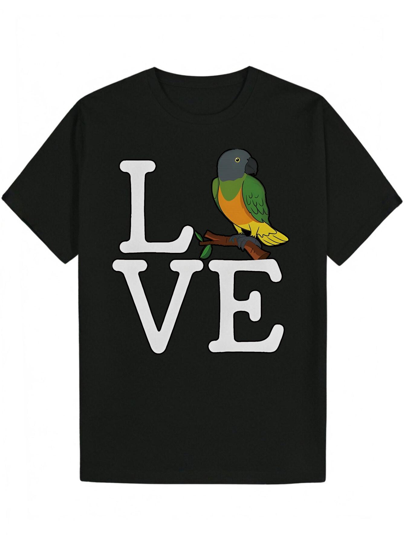 Vibrant Parrot Graphic T-shirt - Casual Crew Neck XXL