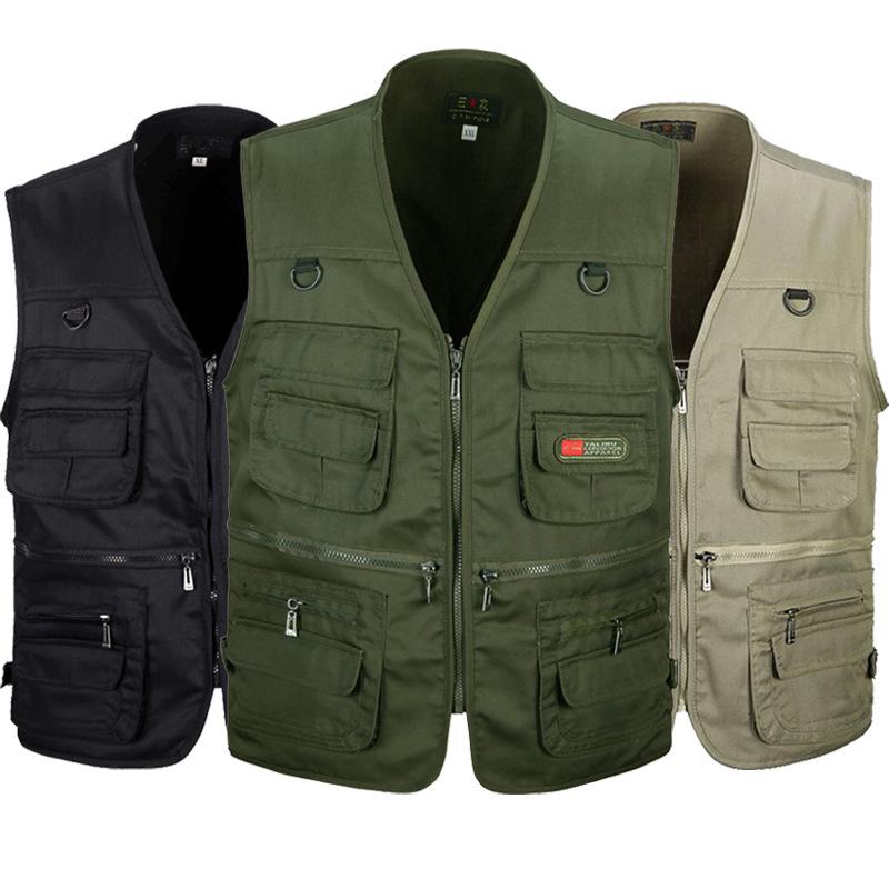 Men's Plus Size Multi-Pocket Outdoor Fishing Vest - Casual Sleeveless Jacket