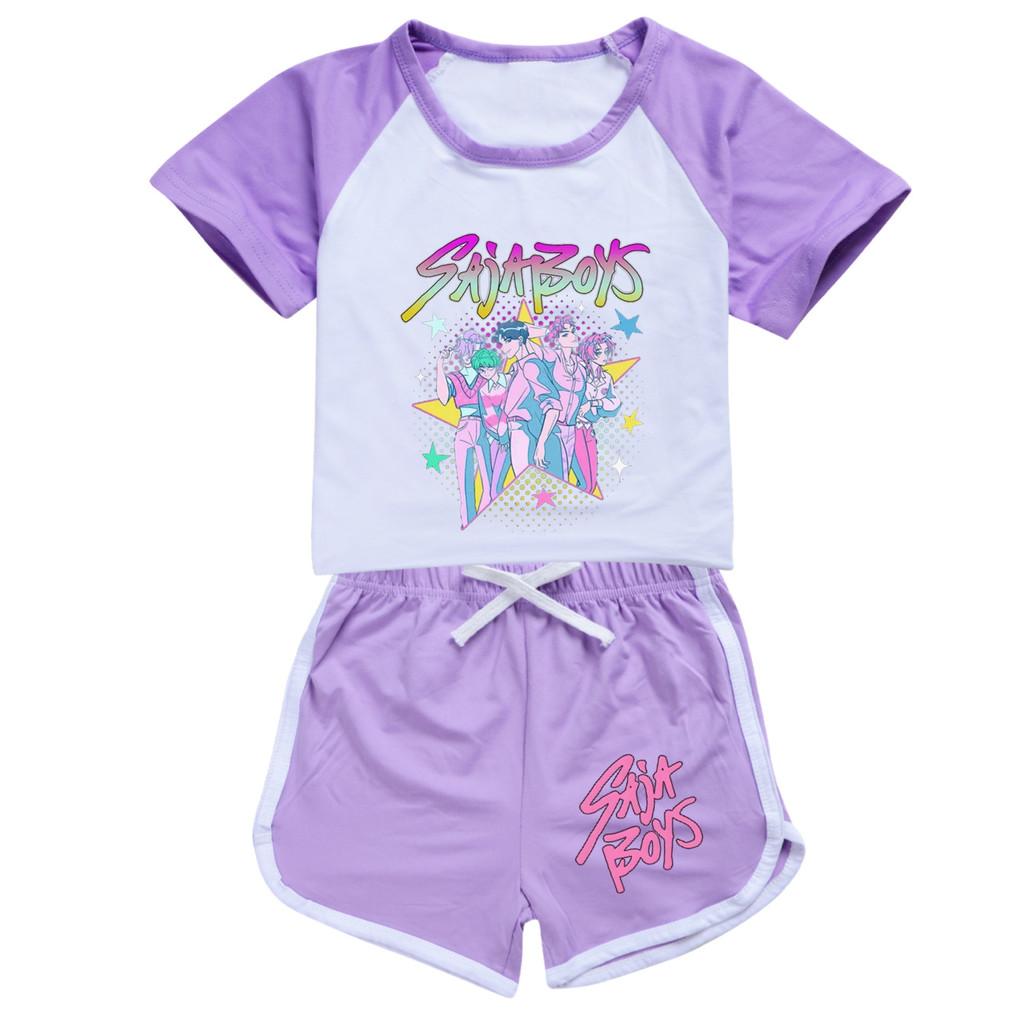 5054 Dětské Dívčí Sajaboys POP Rumi Zoey Mira Potisk Tričko Šortky Sportovní Tepláková souprava Oblečení Sada