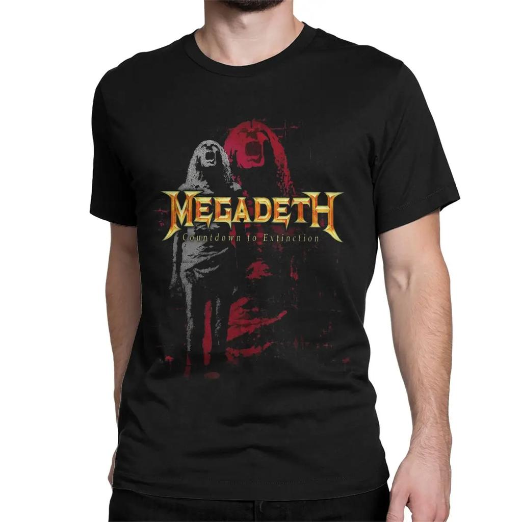 2025 Summer Metal Rock band 100% pure cotton T-shirt Men's round-neck megdeths Harajuku short-sleeved top