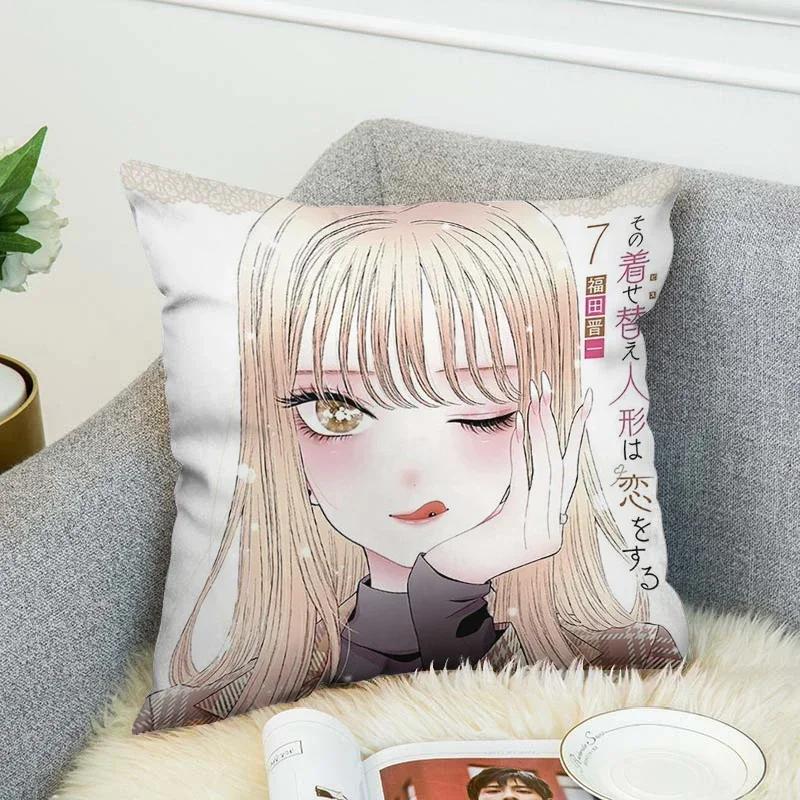 Pilow Cases Kitagawa Marin Couple Pillow Pillowcases 50X50 Decorative Pillows For Sofa Car Decoration Cushion Cover Luxury Anime