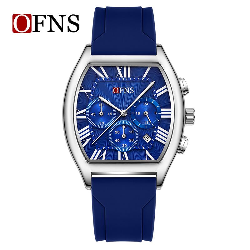 European Wine Barrel Style Men's Waterproof Roman Numeral Chronograph Quartz Watch with Calendar