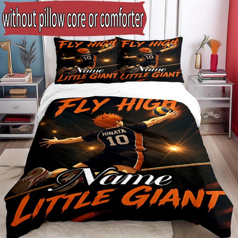 3-teiliges Bettbezug-Set (1 * Bettbezug + 2 * Kissenbezug, ohne Kern), Maßgeschneidertes Haikyu Muster Bettwäscheset, Heim Schlafzimmer Dekor Geschenk