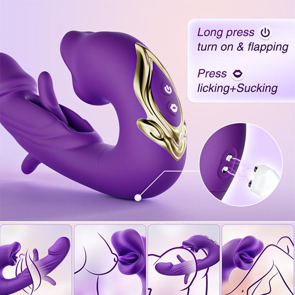 G Spot Vibrators with Clitoral Stimulation for Women with 5 Tongue Licks 7 Vibration Modes 7 Stroke Modes Dildo Vibrator Sex for Women