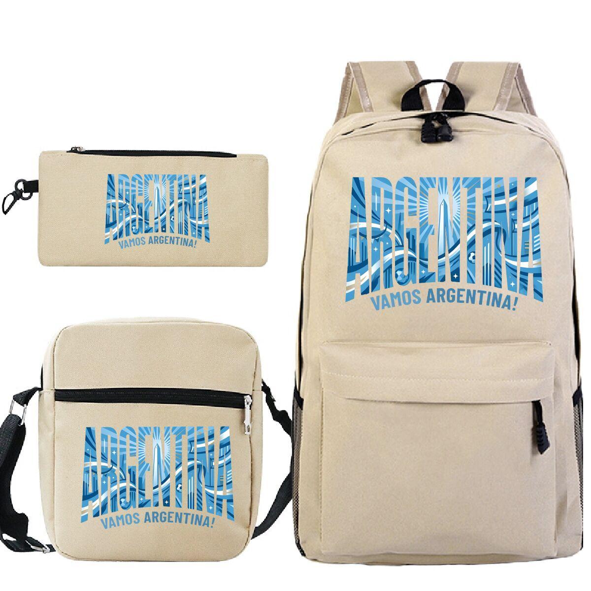 Vintage Voetbal Liefhebber Cadeaus Rugzak 3-delige Set  Argentina Vamos Argentina  Dames Heren Schoudertas Etui Student Schooltas Set