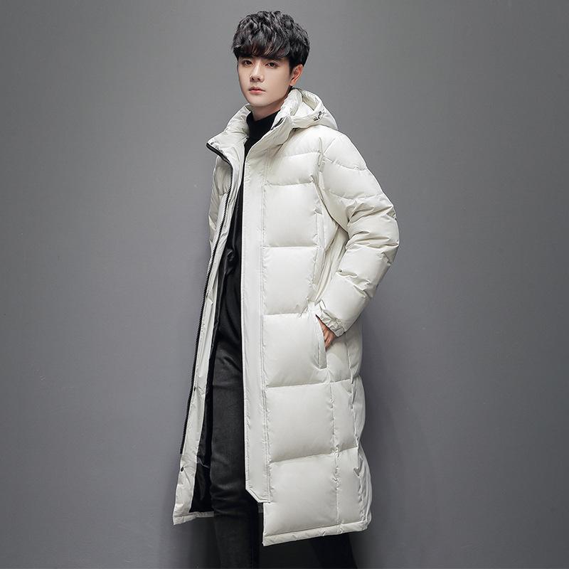 Men s Down Jacket Men s Mid-length Winter Korean Style Thickened Jacket Trendy Fashion Couple Workwear Down Jacket M