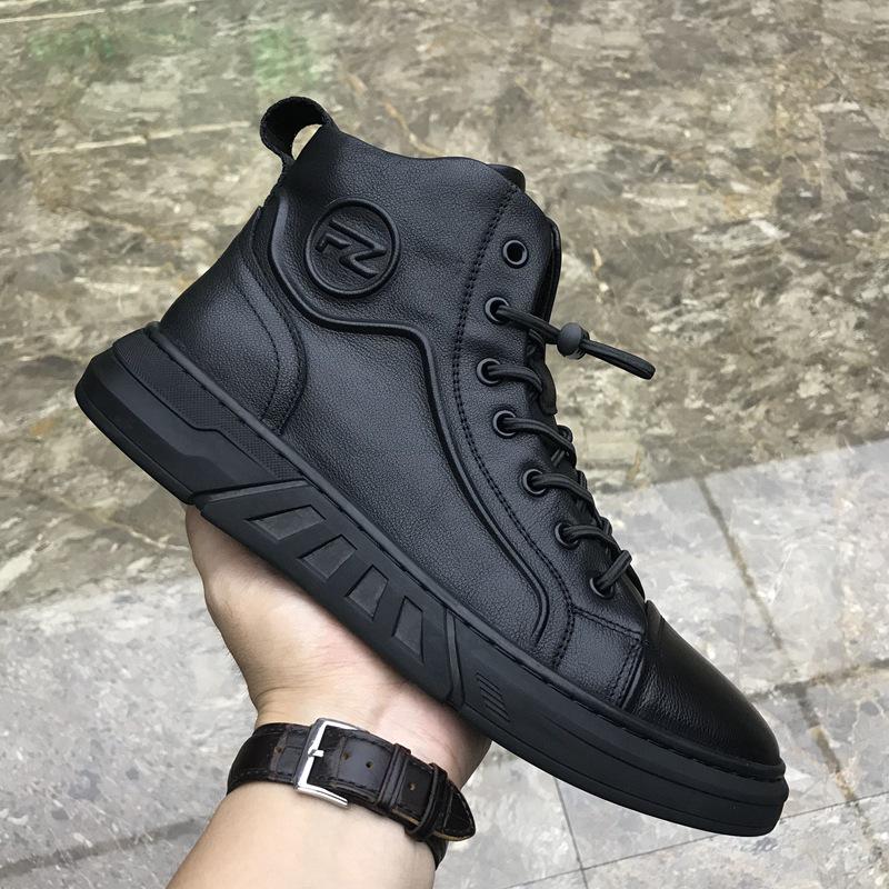 Men's High-Top Martin Boots - Autumn/Winter Warm Velvet, Retro British Style Genuine Leather