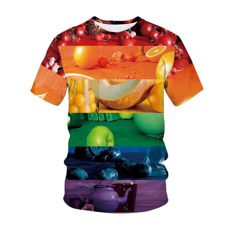 Hip Hop Fruit 3d Printed Summer Men's T-shirt Fun Kiwi Strawberry Fashion Short Sleeve Shirt Street