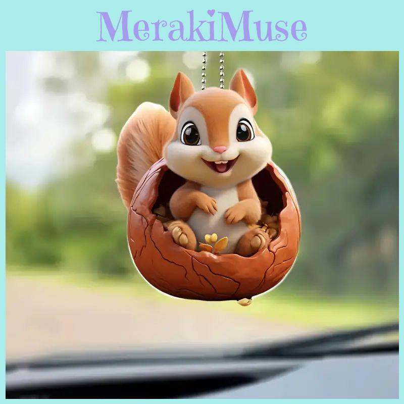 Adorable Acrylic Squirrel Car Pendant Cute Keychain Backpack Decoration Gift
