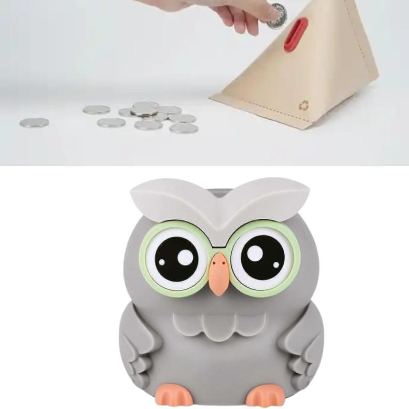 Electronic Owl Counting Piggy Bank Cute Animal Shape Automatic Saving Gifts Pot