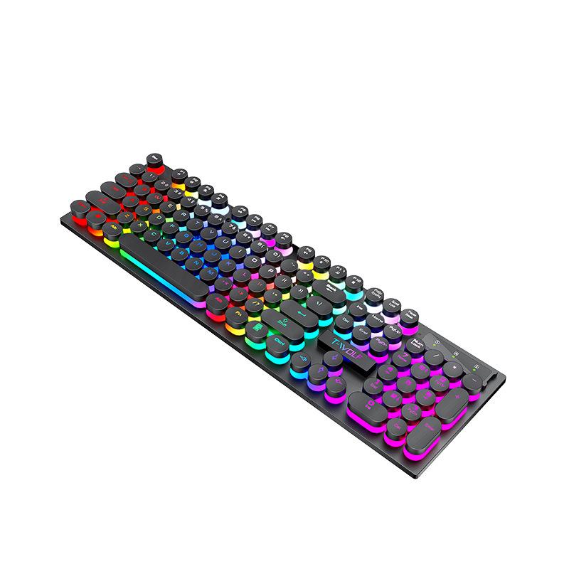 T-WOLF T80 Backlit Wired Gaming Keyboard – Silent Feel for PC & Laptop.