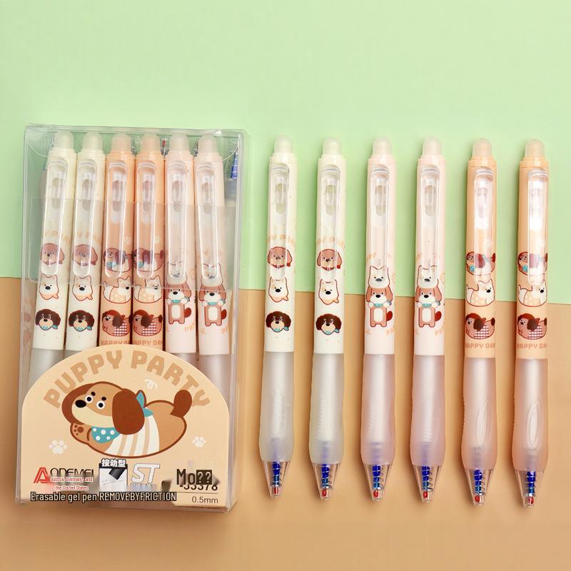 Thick Barrel Erasable Click Pen 0.5mm Bullet Tip, Blue/Black