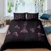 International Chess Duvet Cover Set Queen Size Chess Lovers Bedding Set for Boys Adults Microfiber Black Base 2/3pcs Quilt Cover