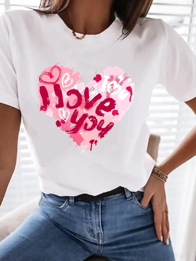 (Asian Size) Clothing T Shirt trend love style 90s Tee Top Women Fashion Female Woman Print  Short Sleeve Graphic T-shirts
