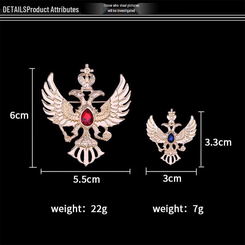 Men's Russian Double-Headed Eagle Crown Brooch - Suit Jacket Pin Emblem
