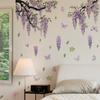 2Pc Wisteria Flower Butterfly Wall Decals For Girls Bedroom Living Room Decor Removable Vinyl Stickers Art Mural Home Decoration