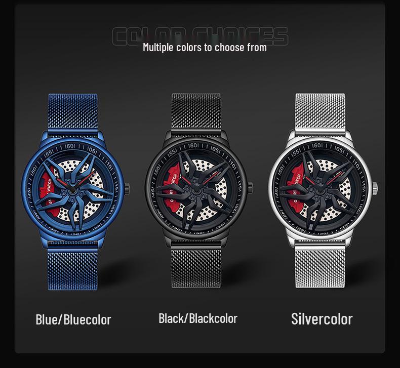 Sanda Men's Quartz Waterproof Mesh Strap Watch | Rotating Wheel Design