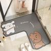 L-Shaped Diatomite Floor Mat Kitchen Bathroom Absorbent Quick Dry Non-Slip Cartoon Animal Design