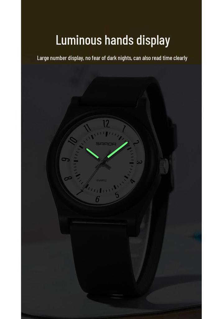 Ceas SANDA Unisex cu Curea de Silicon, Mecanism Quartz, Cadran Mare Luminos și Design Impermeabil