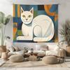 Cat Tapestry Mysterious Moon Flower Wall Hanging Gothic Bohemian Aesthetic Boho Bedroom Living Room Home Decor Wall Art