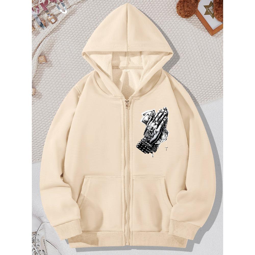 Unisex Fashion Casual Sports Hoodie Jacket for Boys, Girls and Teenagers, Spring and Autumn Styles, Personalized Palm Trendy Print Design