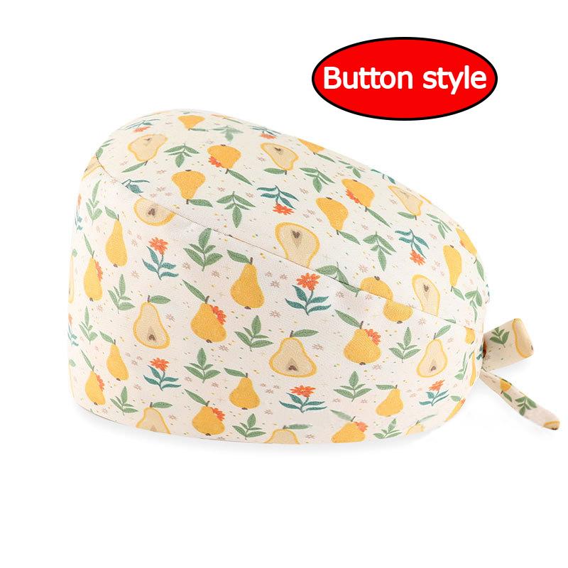 Unisex Adjustable Tie Operating Theatre Surgical Cap Printed Cotton Nurses Cap Dust Cap Work Cap