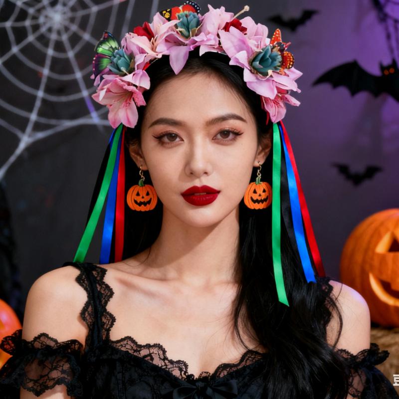 European & American Fashion Carnival Ribbon Hairband: Christmas Butterfly Rainbow Colors