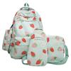 Four-Piece Strawberry Schoolbag Travel Backpack Women's Large Capacity Printed Backpack for Students