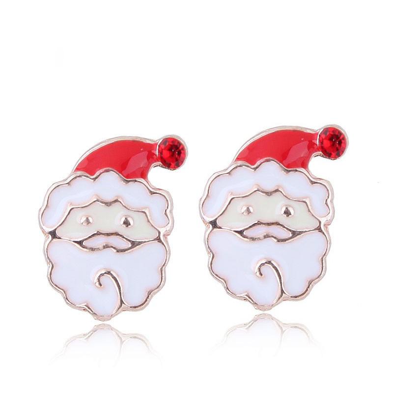 Cute Little Santa Elk Gift Earrings, Flash Diamond Christmas Tree Snowman Earrings