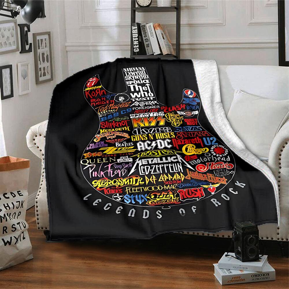 1 Stück Kiss Band Gitarre Flanelldecke [Gemütliche Überwurfdecke] Für Sofa, Bett, Reisen, Camping, Wohnzimmer, Büro, Couch, Stuhl Und Bett