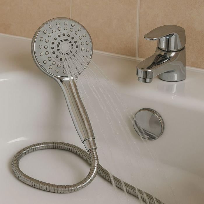 Pommeau de Douche Réglable 5 Jets Chrome 22 cm avec Modes Normal Tonique Massant Moussant et Doux pour Salle de Bain