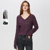 Damen Retro V-Ausschnitt Langarm Stricktop