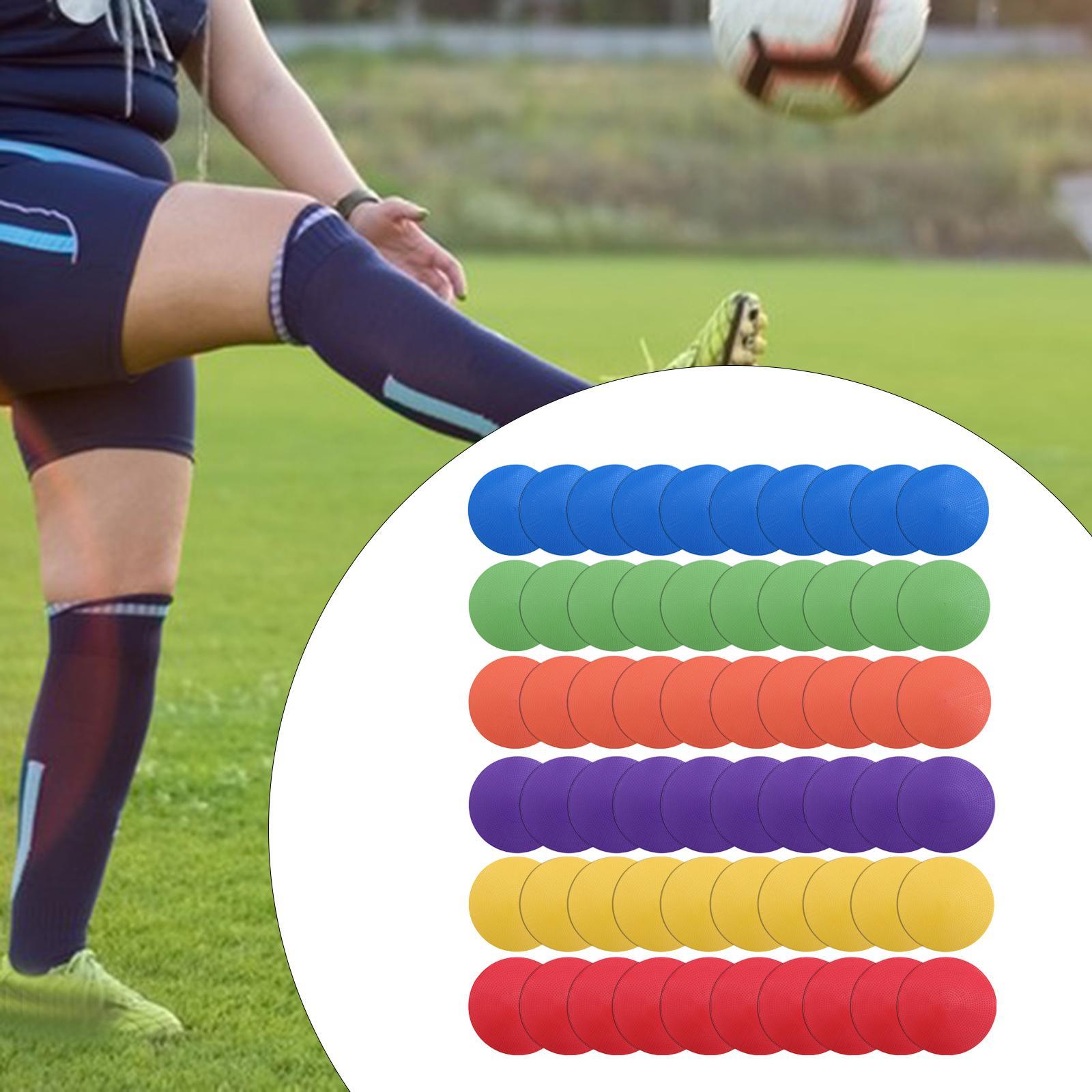 

60x Training Spot Markers Reusable Portable Lightweight Anti Slip Flexible Floor Spots for Golf Dance Boxing Karate Football разноцветный