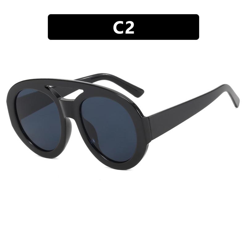 Vintage Luxury Designer Womens Sunglasses Large Frame Toad Shaped Hip Hop Sunglasses Double Beam Fashion Contrast Sun Glasses