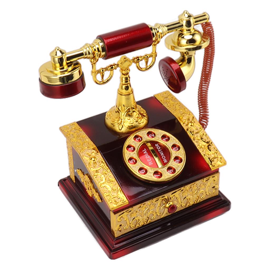 Dial Telephone Shaped Music Box Exquisite Retro Music Jewelry Box for Home Living Room Cafe Bar