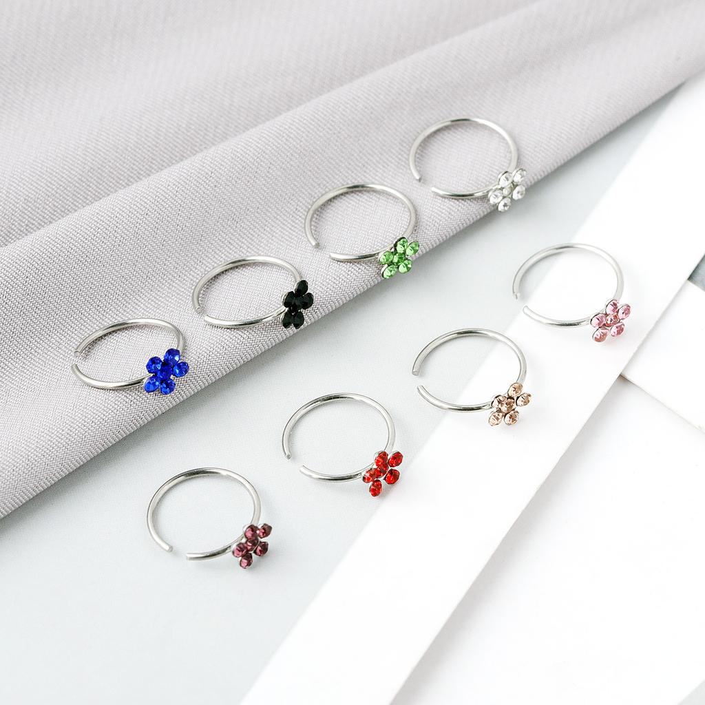 Exquisite C-shaped Diamond-set Petal Nose Ring Exotic Nose Decoration Nose Clip Human Puncture Jewelry