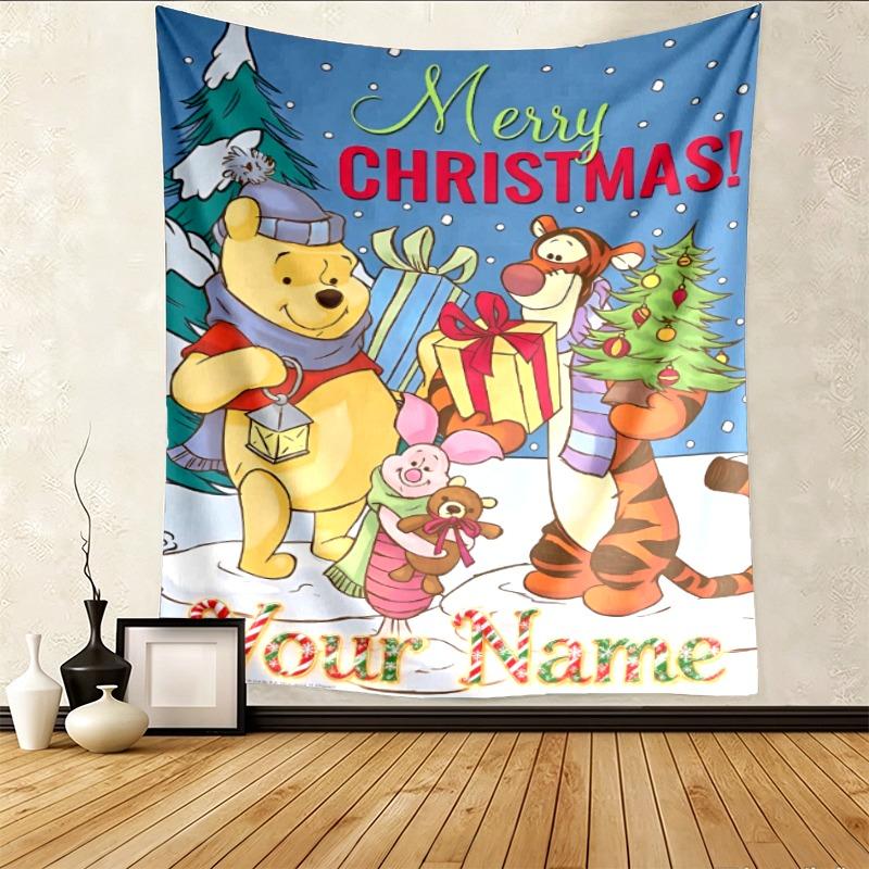 Custom Merry Christmas Pattern Tapestry Wall Hanging Boho Aesthetic Wall Blanket For Bedroom Living Room Dorm Home Wall Decor 101543