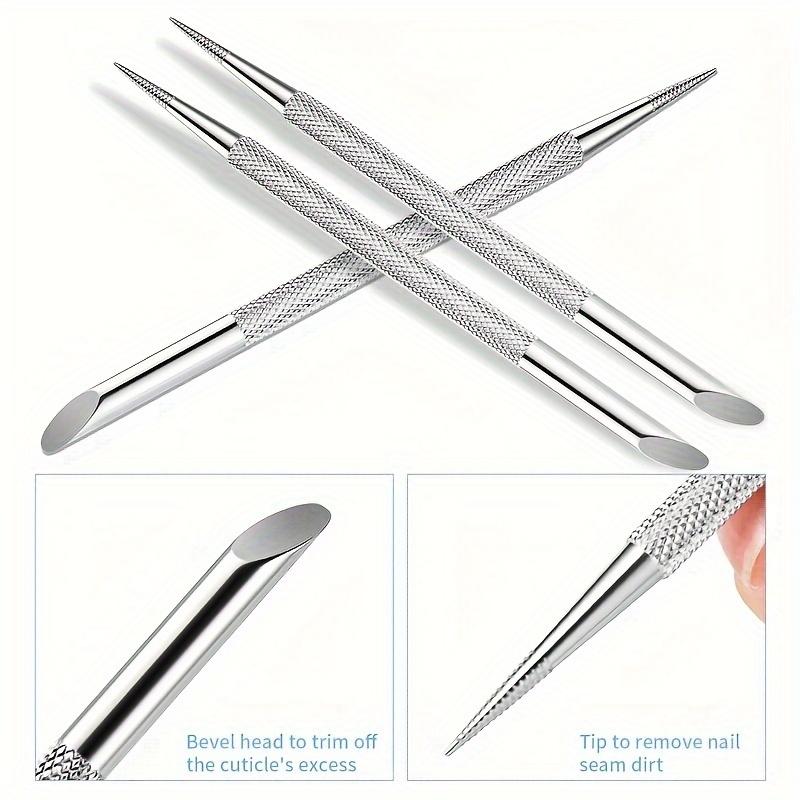 Xiaomi Nail Double-Ended Pusher Nail Cuticle Remover Stainless Steel Orange Wood Stick Bevel Steel Pusher Dotting Pen Nail Salon