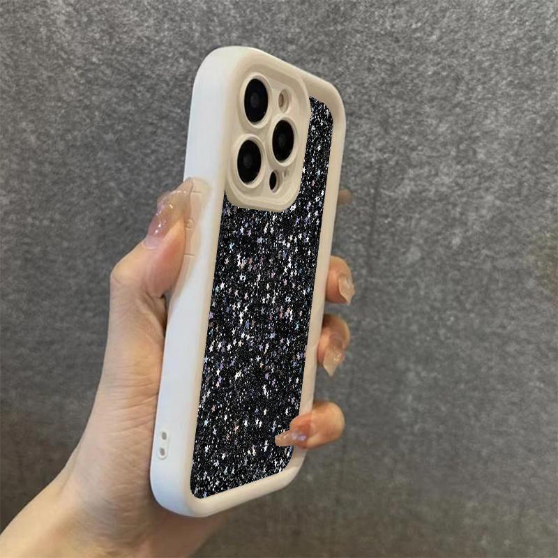 Luxury Black Star Print Phone Case For Samsung Galaxy S25 S24 S23 S22 S21 Ultra Plus FE A26 A33 A25 A16 A56 A53 Silicone Cover