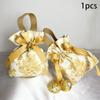 1PC Flower Printed Drawstring Candy Pouch Bag, Handle Bag Gift for Wedding Party