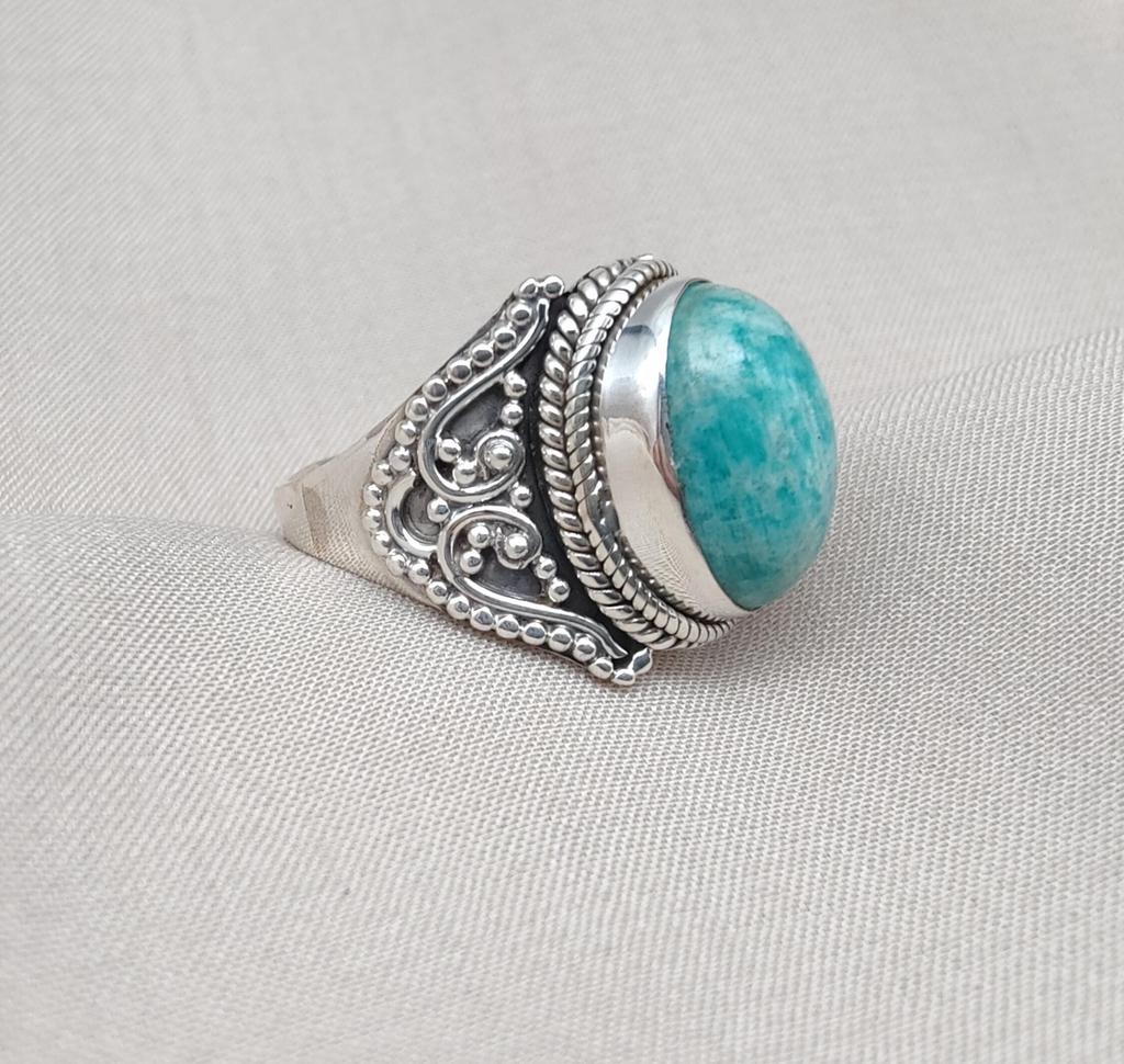 Amazonite Ring 925 Sterling Silver Jewelry Handmade Boho Gemstone Birthday Gift