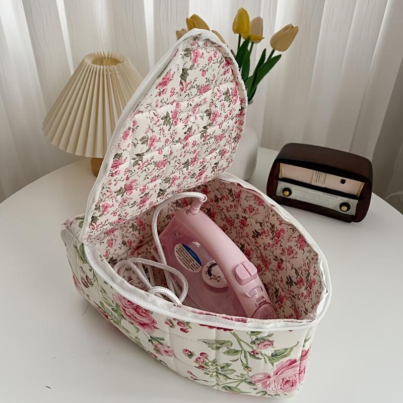 Quilted Floral Steam Iron Carrying Case 1Pc, Handle Design Portable Iron Cover Organizer for Travel Home