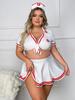 Large Size Sexy Lingerie Uniform Nurse Uniform Nurse Cap Milk Silk Strap Set Hot and Sexy Four Piece Set