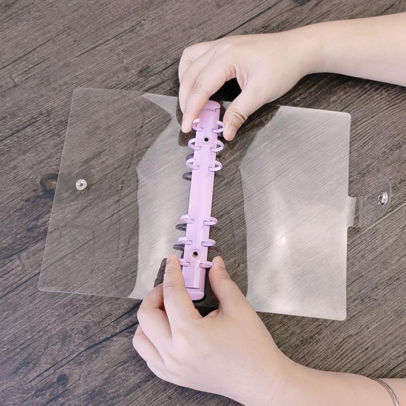 Japanese A5/A6 Transparent 6-Hole Binder Notebook with Snap Button Cover