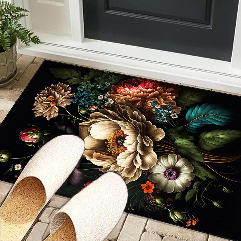 Elegant Floral Still Life Office Rug Chair Mat, Entryway Carpet, Suitable for Front Door, Bedroom, Living Room, Desk, Holiday Gift