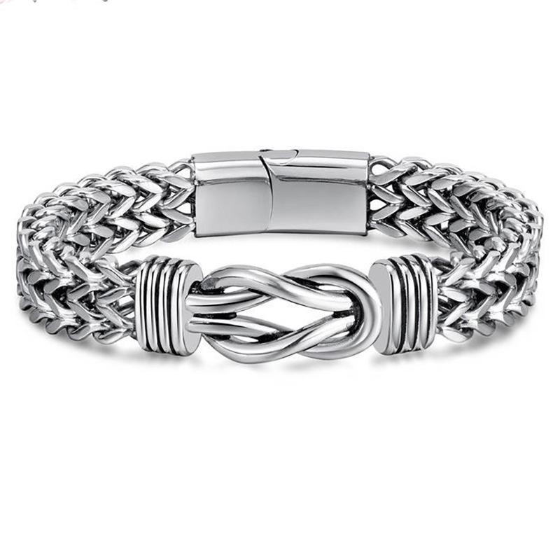 2026 European and American Double-row Magnetic Buckle Bracelet Trend Fine Polishing Craft Men s Jewelry Front and Back Bracelet 19CM