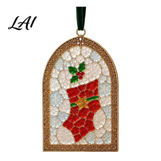 Holiday Fireplace Decor Christmas Sea Glass Suncatcher Stained Style Acrylic Window Hanging Ornament Cute Suncatcher Tree/Snowman/Gingerbread