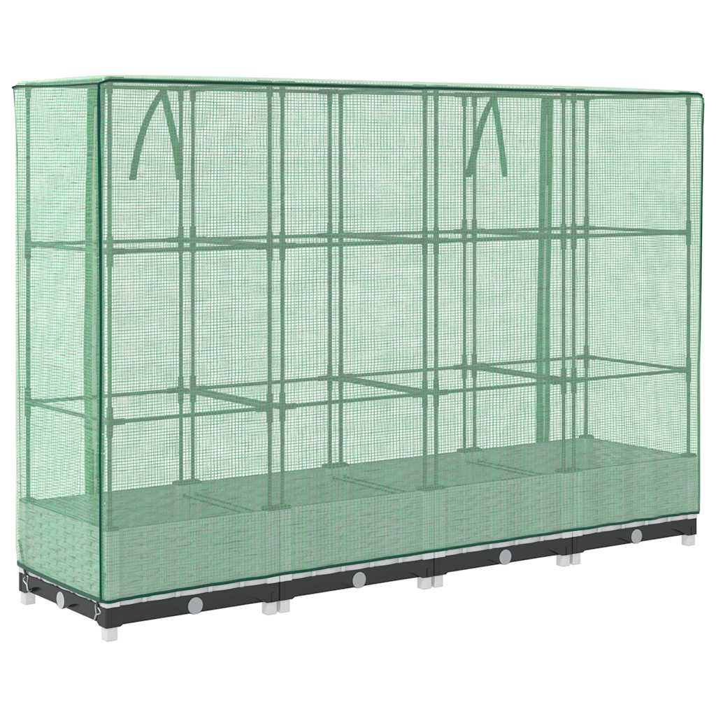 Vidaxl Raised Planter With Greenhouse, Rattan Look, 160X40X123 Cm