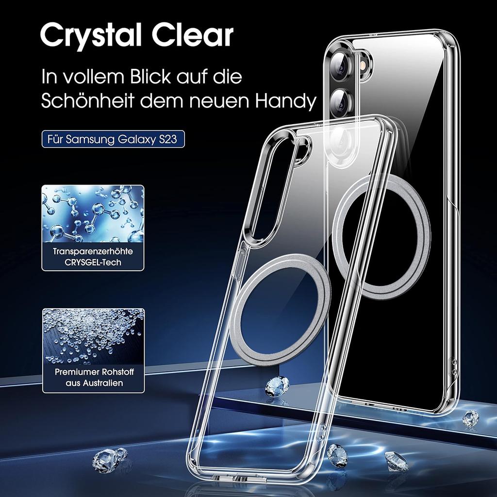 For Samsung Galaxy S23 Phone Case Compatible with MagSafe TPU+PC Clear Back Cover